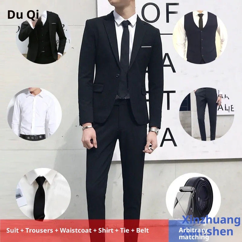 Costume trois pièces pour homme, coupe slim, décontracté et professionnel, style coréen, idéal pour les jeunes étudiants._voghion.com