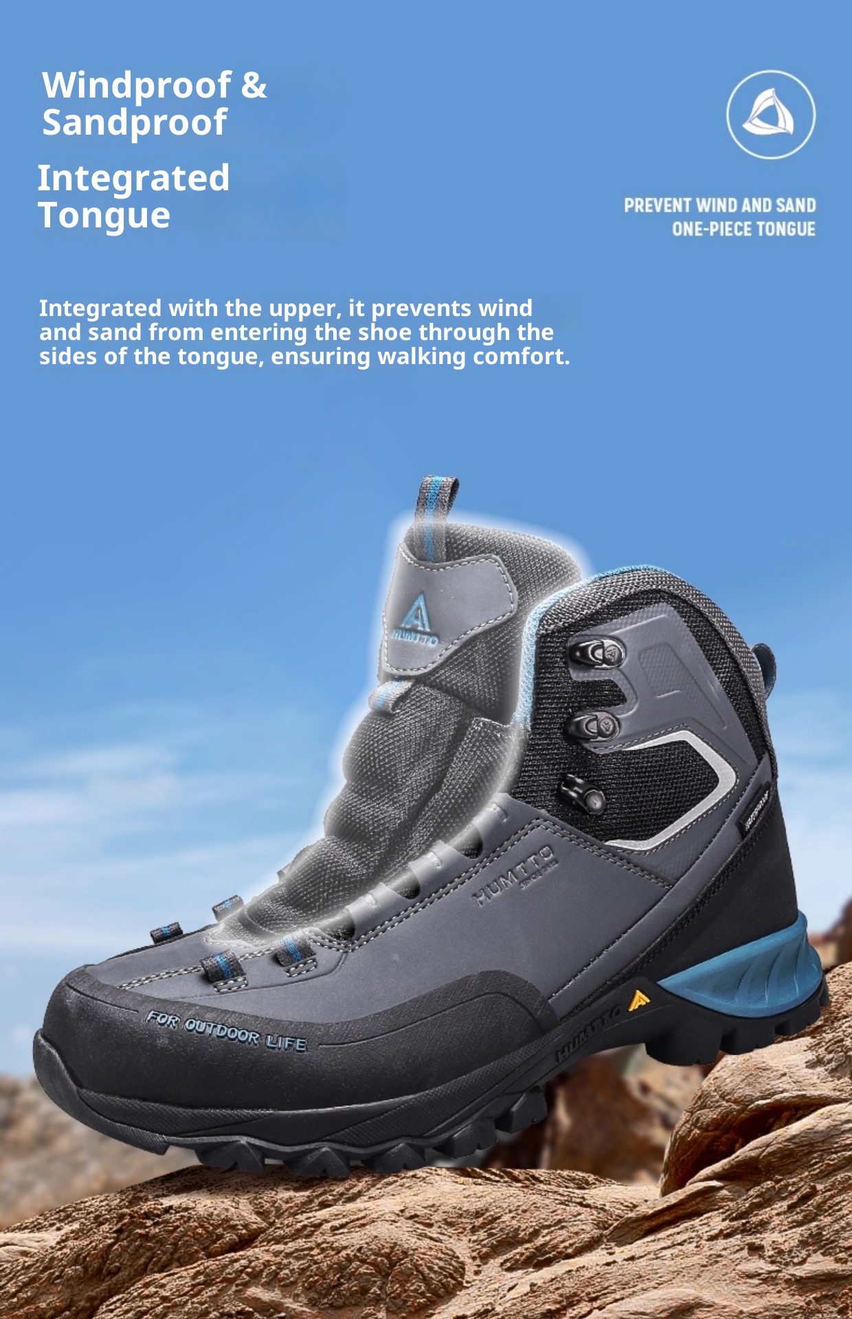 ShoeGlobe Hantu impermeabili da uomo, stivali da pioggia pesanti per autunno e inverno, scarpe sportive alte da esterno, antiscivolo e resistenti all'usura_voghion.com