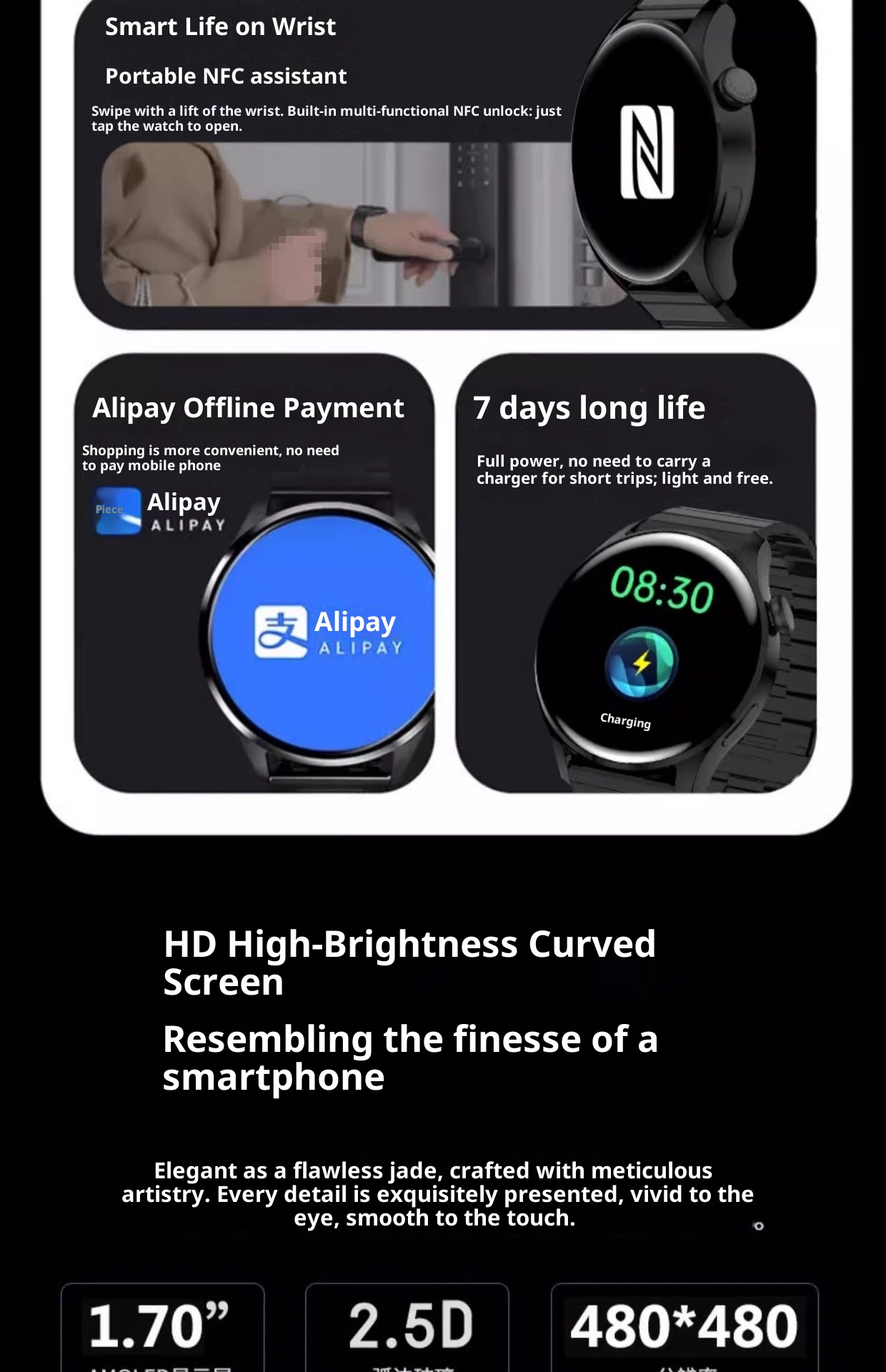 2025 New Huaqiangbei Smart Watch Black Technology Heart Rate Blood Pressure Bluetooth Call Payment Sports Waterproof_voghion.com