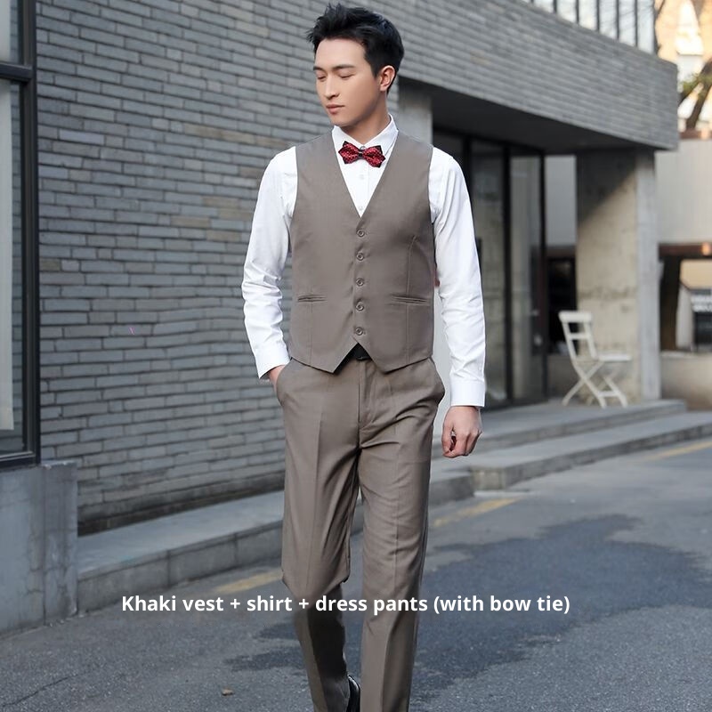 Dreiteiliges Bräutigam-Set „Qianhong“ für Jungen, bestehend aus Weste und Hose, ideal für Trauzeugen und Bräutigame, für die Hochzeit_voghion.com