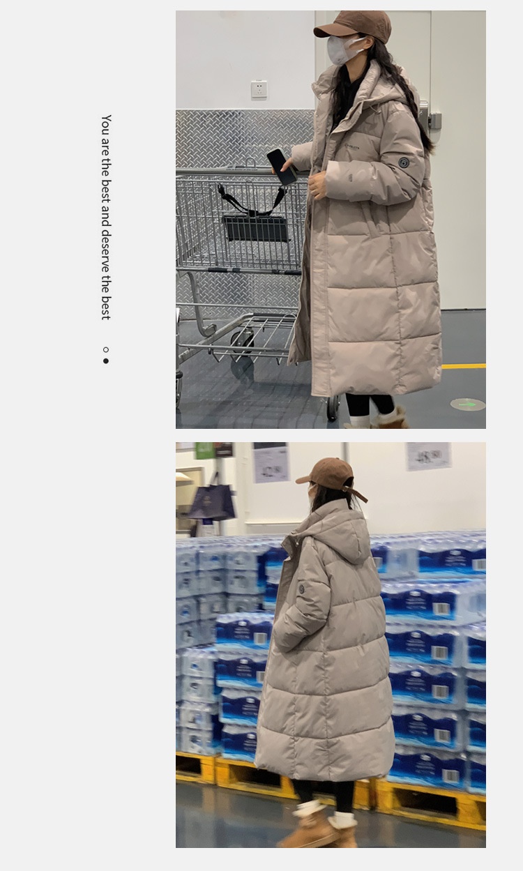 Doudoune longue ChicShe en coton pour femme, arrivant au-dessus du genou, extra longue, collection hiver 2023, manteau épais et ample pour couple_voghion.com