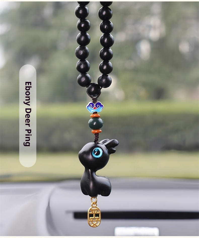 Ornamento "Buon viaggio" in legno di sandalo, cervo, specchietto retrovisore, grazioso ciondolo da appendere all'interno dell'auto, decorazione creativa_voghion.com