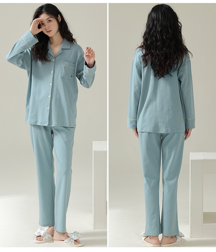 Pigiama da donna in tinta unita ChicShe in cotone autunno 2025, nuovo cardigan primaverile, manica lunga, stile celebrità di Internet, set da casa_voghion.com