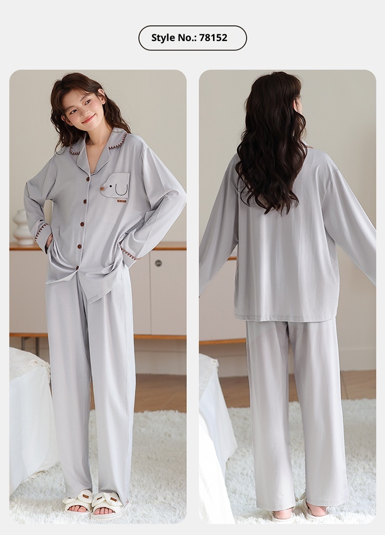 ChicShe 2025 New Cotton Pajamas For Women Spring And Autumn Long Sleeve Loose Striped Set Ladies Homewear Wearable Cartoon_voghion.com