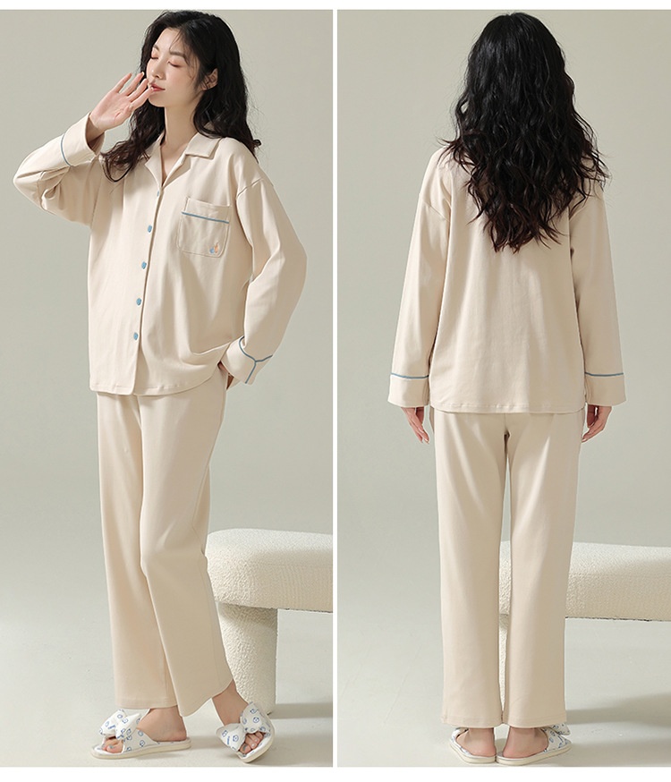 Pigiama da donna in tinta unita ChicShe in cotone autunno 2025, nuovo cardigan primaverile, manica lunga, stile celebrità di Internet, set da casa_voghion.com