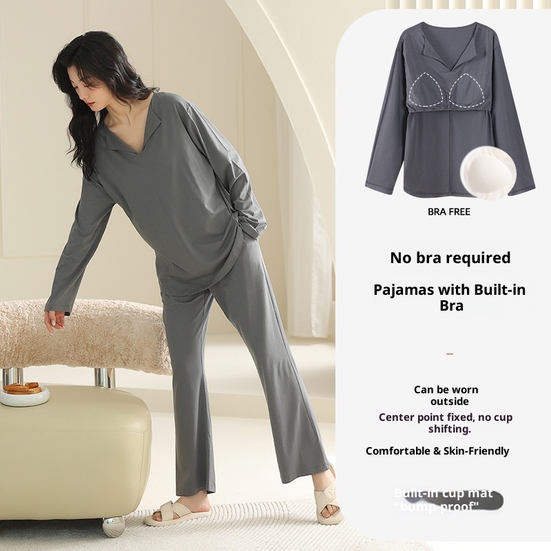 ChicShe Premium Selection Fadaiqi Women's Summer Pajamas New Style High-end Modal Cotton With Chest Pad Integrated Wearable_voghion.com