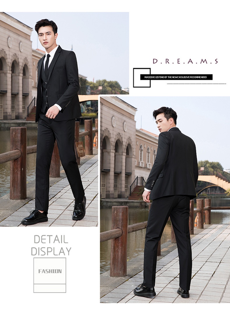 Jongens heren lente- en herfstset, Koreaans slim fit professioneel formeel pak, driedelig pak voor heren, bruidsjonker_voghion.com