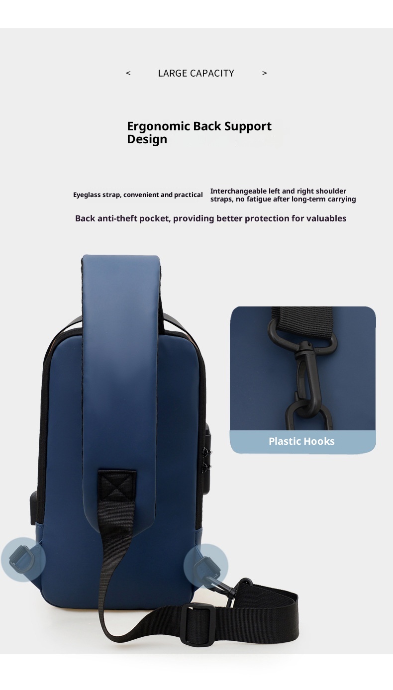 001 Tek Omuzlu Çapraz Askılı Spor Sırt Çantası Erkek Göğüs Şifreli Kilitli Hırsızlığa Karşı Bisiklet Günlük Açık Hava Koşu Çantası_voghion.com