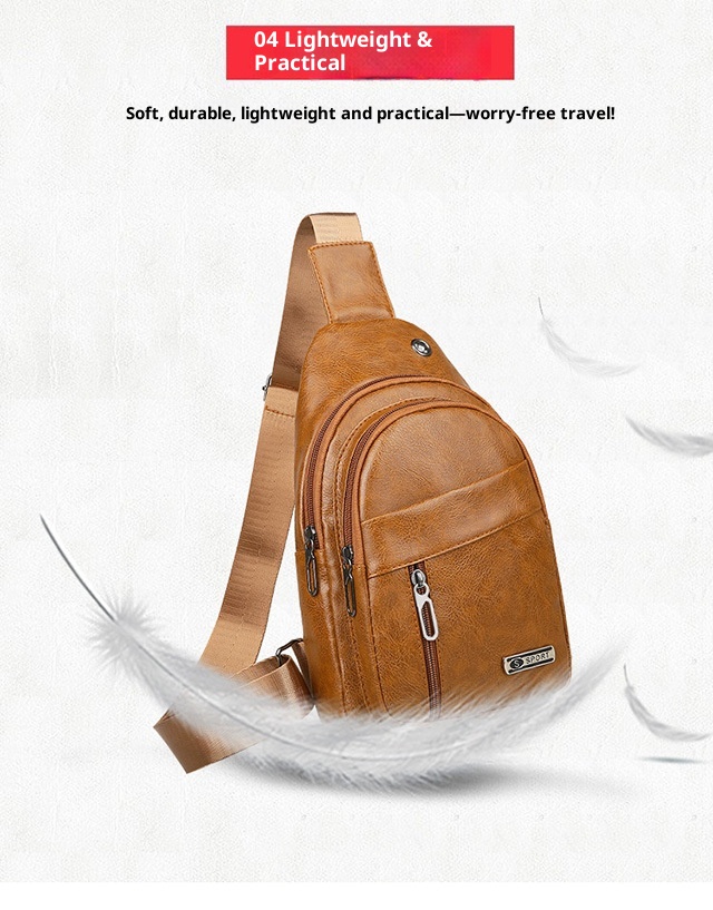 001 Manufacturer Wholesale Korean Fashion Men's Crossbody Bag Casual Travel PU Leather Single Shoulder Small Chest Backpack_voghion.com