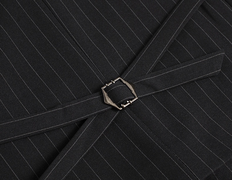 boy Double-Breasted Striped Stretch Set For Men Loose Fit Plus Size Wedding Suit_voghion.com