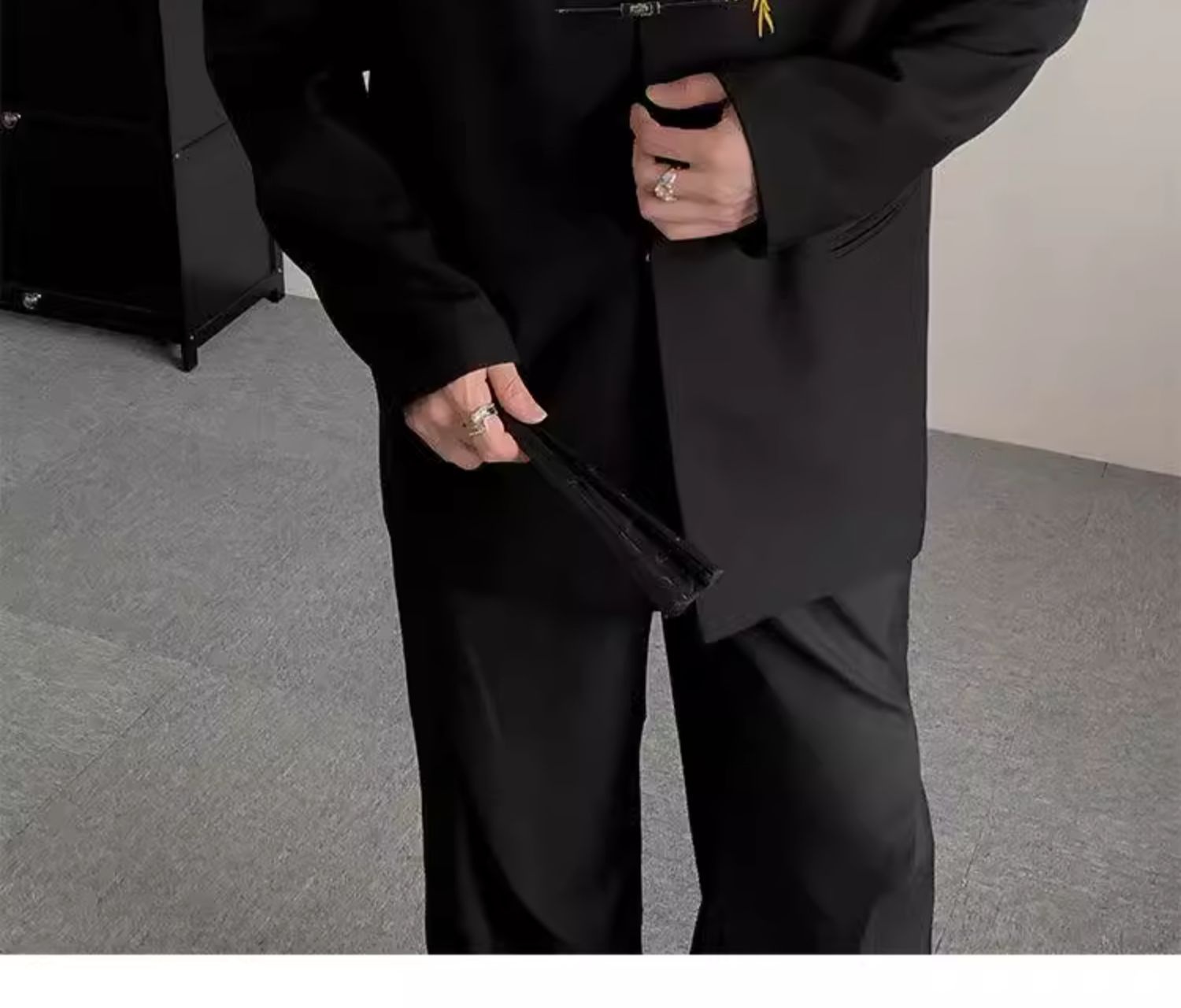 boy New Chinese Men's Engagement National Style Stand Collar Zhongshan Gold Bamboo Embroidery Boys Adult Formal Suit_voghion.com