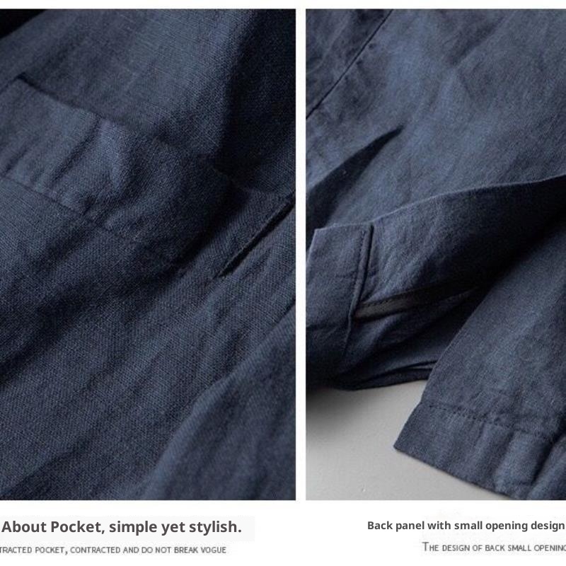 boy 2025 Set For Men Sun Protection Loose Fit Jacket Cotton Linen Casual Suit Summer_voghion.com