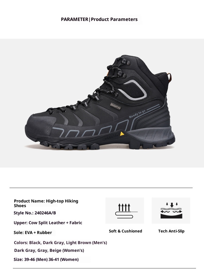 Stivali ShoeGlobe Hantu da uomo, scarpe impermeabili da esterno per autunno e inverno, in vera pelle, resistenti all'usura._voghion.com