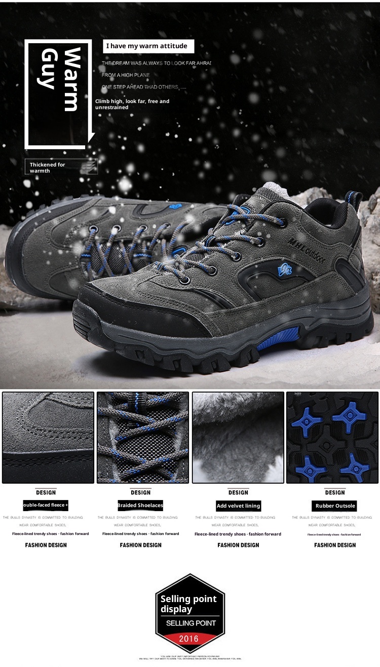 Scarpe da trekking basse da uomo ActiveGo Outdoor, calde, autunnali e invernali, antiscivolo, foderate in pile_voghion.com