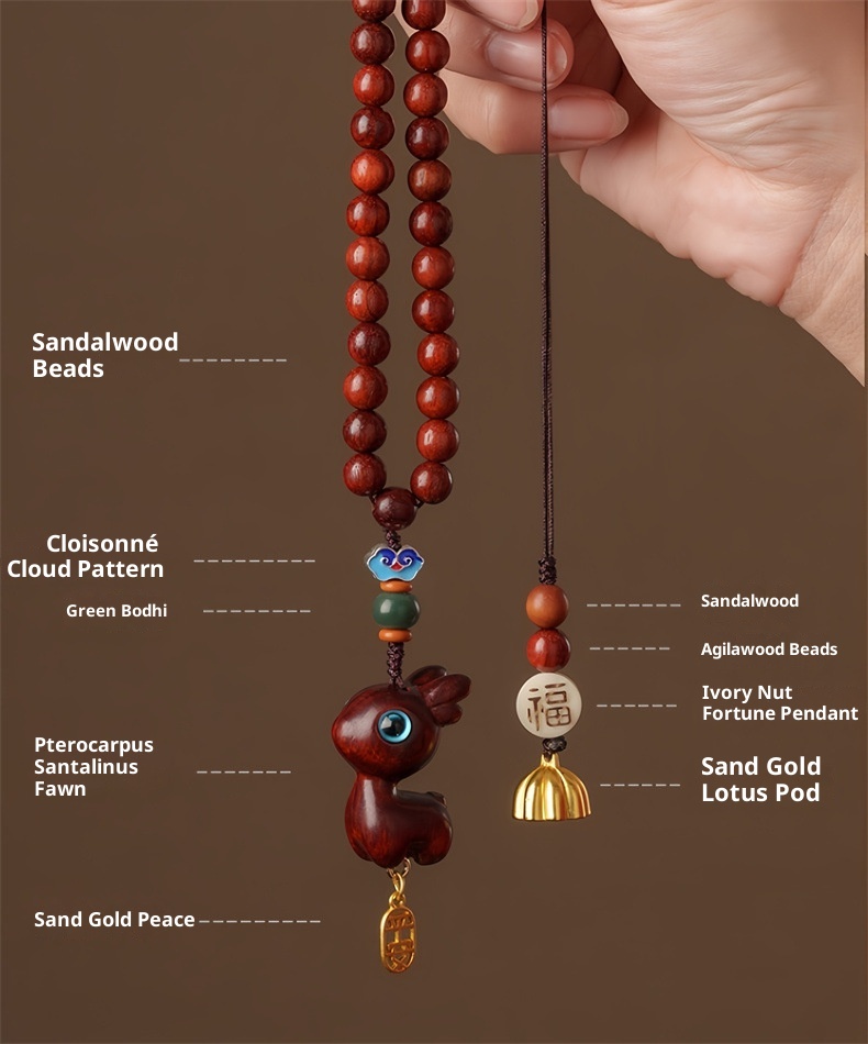 Ornamento "Buon viaggio" in legno di sandalo, cervo, specchietto retrovisore, grazioso ciondolo da appendere all'interno dell'auto, decorazione creativa_voghion.com