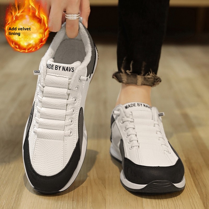 ActiveGo Cotton Autumn Winter Fleece Lined Warm Cold-Resistant Snow Boots Men's Sports Casual Thick-Soled White Trendy Shoes_voghion.com