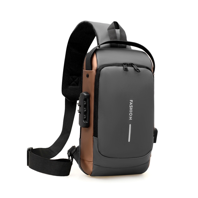 001 Tek Omuzlu Çapraz Askılı Spor Sırt Çantası Erkek Göğüs Şifreli Kilitli Hırsızlığa Karşı Bisiklet Günlük Açık Hava Koşu Çantası_voghion.com