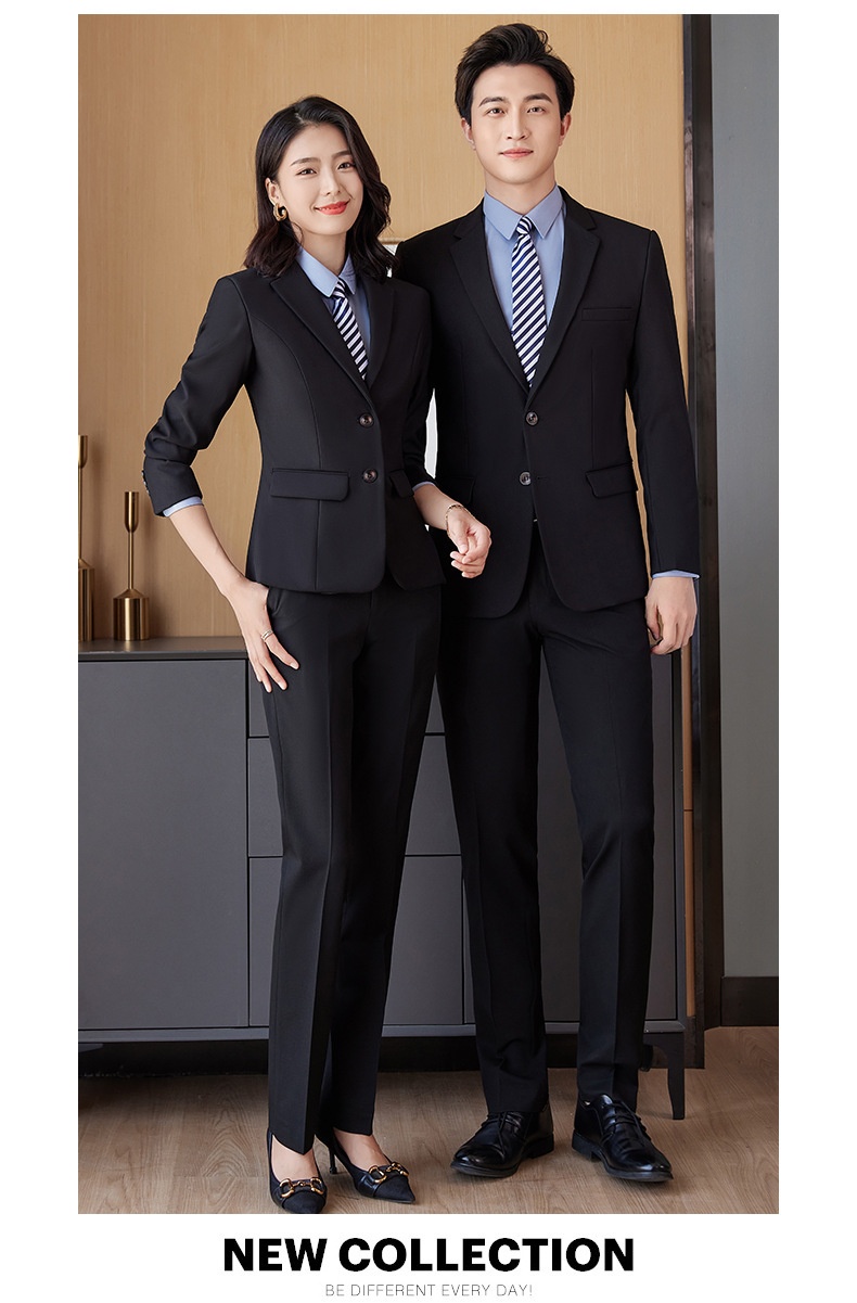 Costume professionnel unisexe pour garçon, vêtements de travail, bleu marine, manches longues._voghion.com