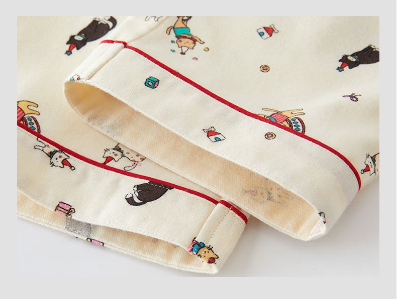 ChicShe Circus 69 – Japanischer Pyjama für Damen, Frühlings- und Winter-Homewear-Set aus gebürsteter Baumwolle mit Cartoon-Motiven_voghion.com