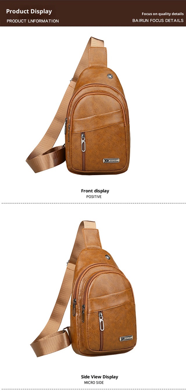 001 Manufacturer Wholesale Korean Fashion Men's Crossbody Bag Casual Travel PU Leather Single Shoulder Small Chest Backpack_voghion.com