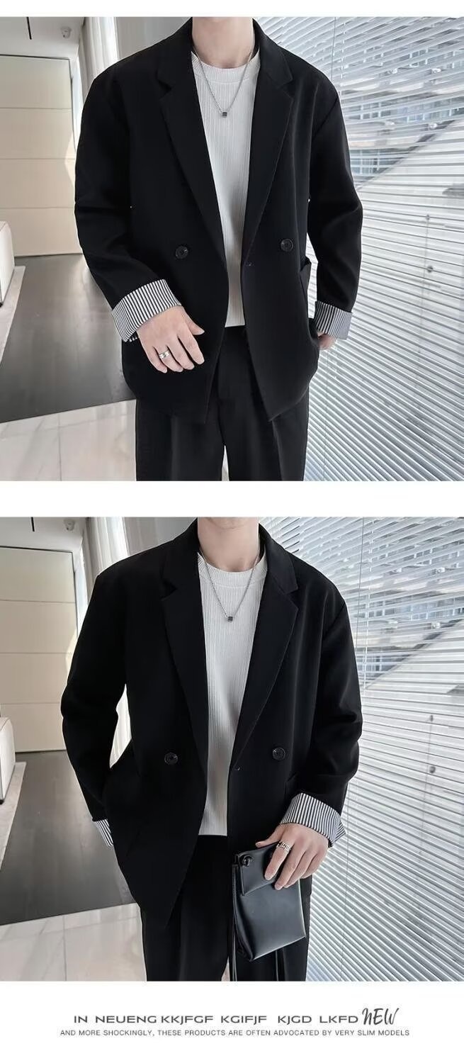 Vestito da uomo primavera autunno, abito casual chiaro e bello, top versatile in tinta unita, alla moda e ampio_voghion.com