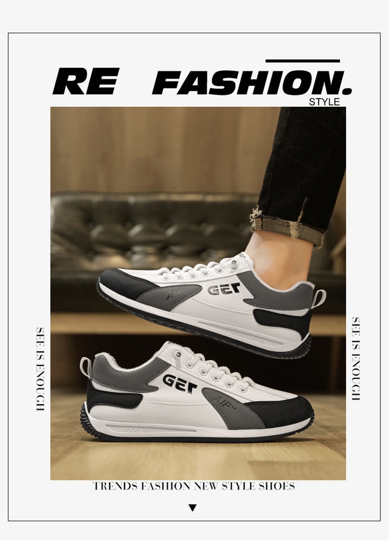 ActiveGo Cotton Autumn Winter Fleece Lined Warm Cold-Resistant Snow Boots Men's Sports Casual Thick-Soled White Trendy Shoes_voghion.com