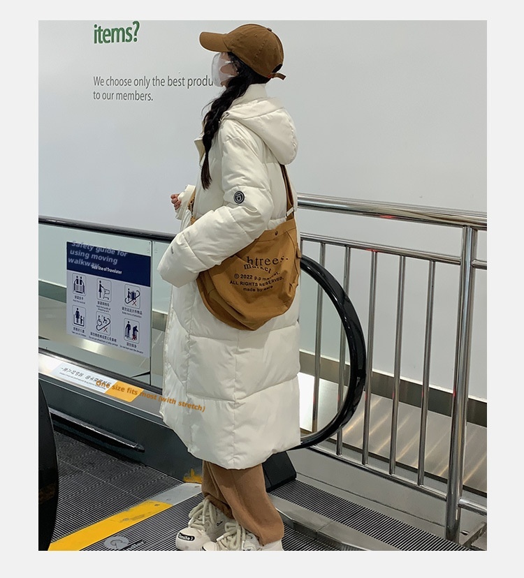 Doudoune longue ChicShe en coton pour femme, arrivant au-dessus du genou, extra longue, collection hiver 2023, manteau épais et ample pour couple_voghion.com