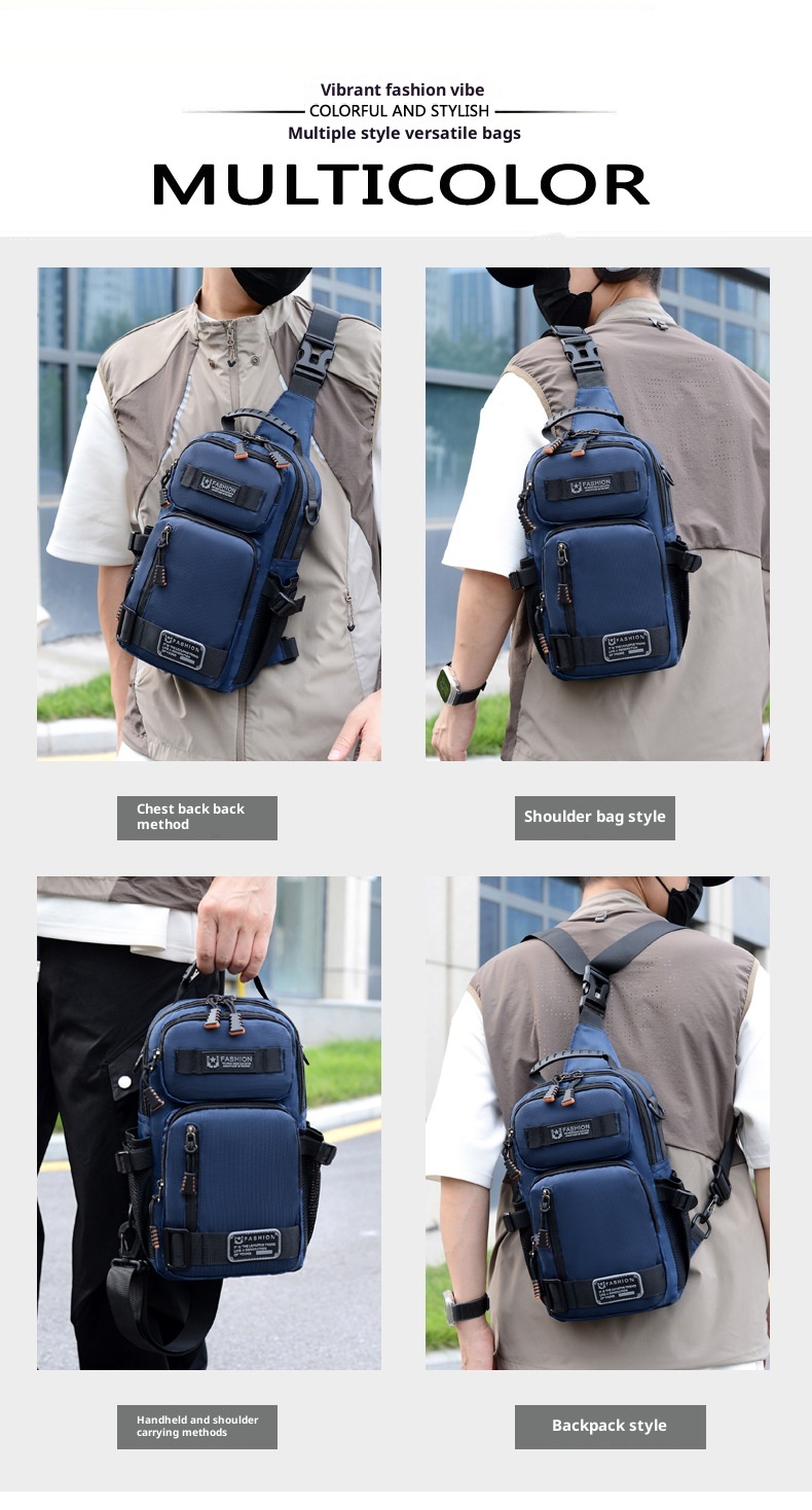 001 New Crossbody Men, Multifunctional Outdoor Chest Bag, Large Capacity, Durable, Personalized Single Shoulder For Work And_voghion.com