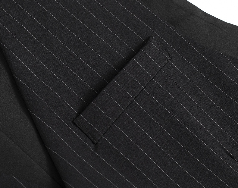 boy Double-Breasted Striped Stretch Set For Men Loose Fit Plus Size Wedding Suit_voghion.com