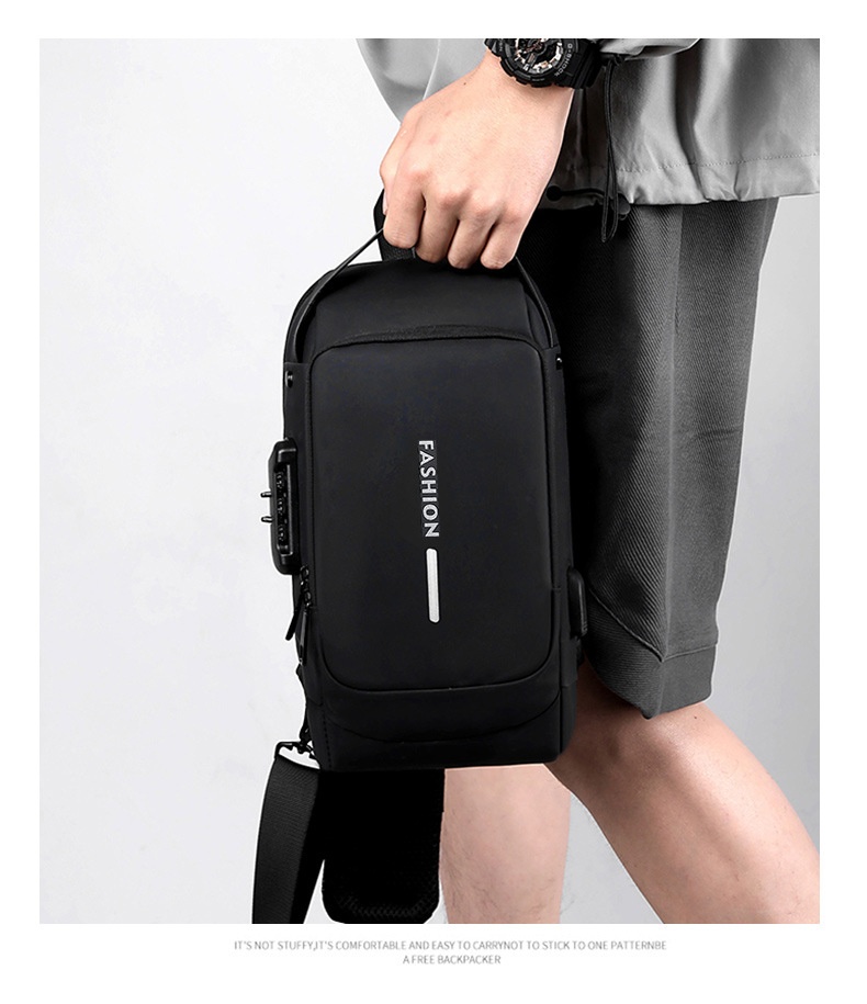 001 Crossbody For Men, High-End Waist Password Lock, Men's Chest With USB Charging, Versatile Outdoor Travel Bag_voghion.com