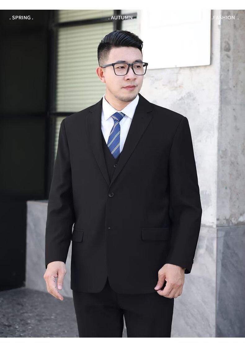 boy Simple Casual Suit Set 2024 Autumn New Business Professional Formal Wear Plus Size Men's Jacket_voghion.com