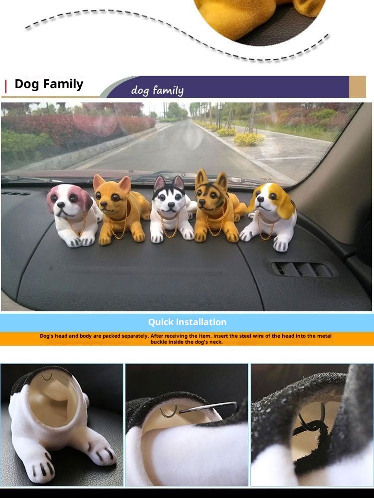 Free Shipping Ornaments Car Shaking Head Dog Small Figurine Wealth-Attracting Cute Creative Internet Celebrity Beautiful_voghion.com