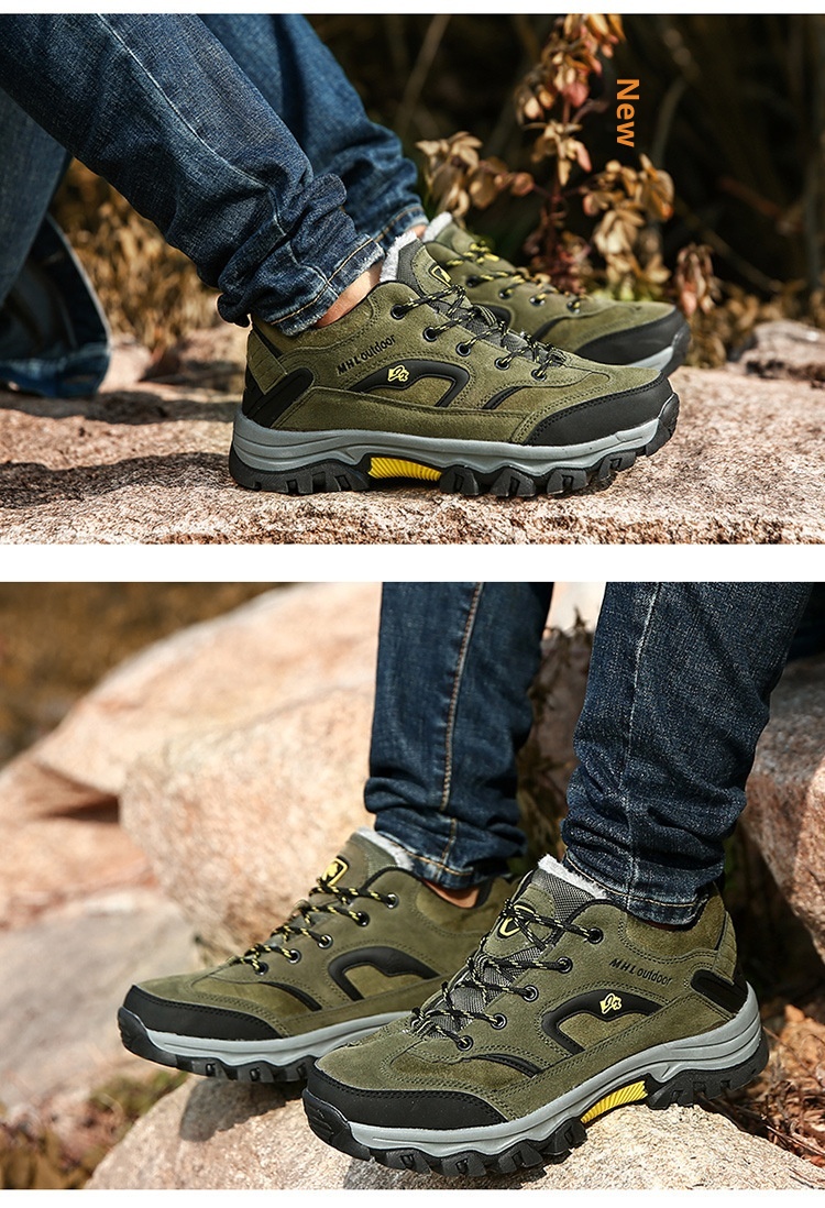 Scarpe da trekking basse da uomo ActiveGo Outdoor, calde, autunnali e invernali, antiscivolo, foderate in pile_voghion.com