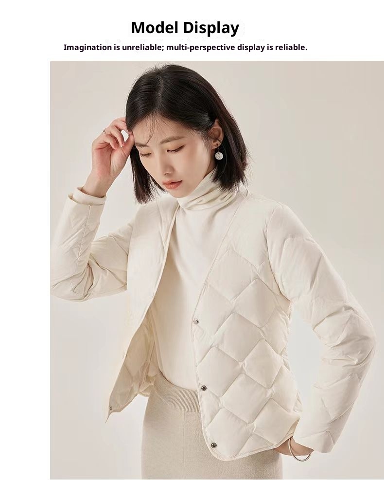 ChicShe 2025 Autunno Inverno Nuovo Piumino d'oca da donna Vestibilità slim Versatile Intimo Manica lunga Strato di base Cappotto caldo_voghion.com