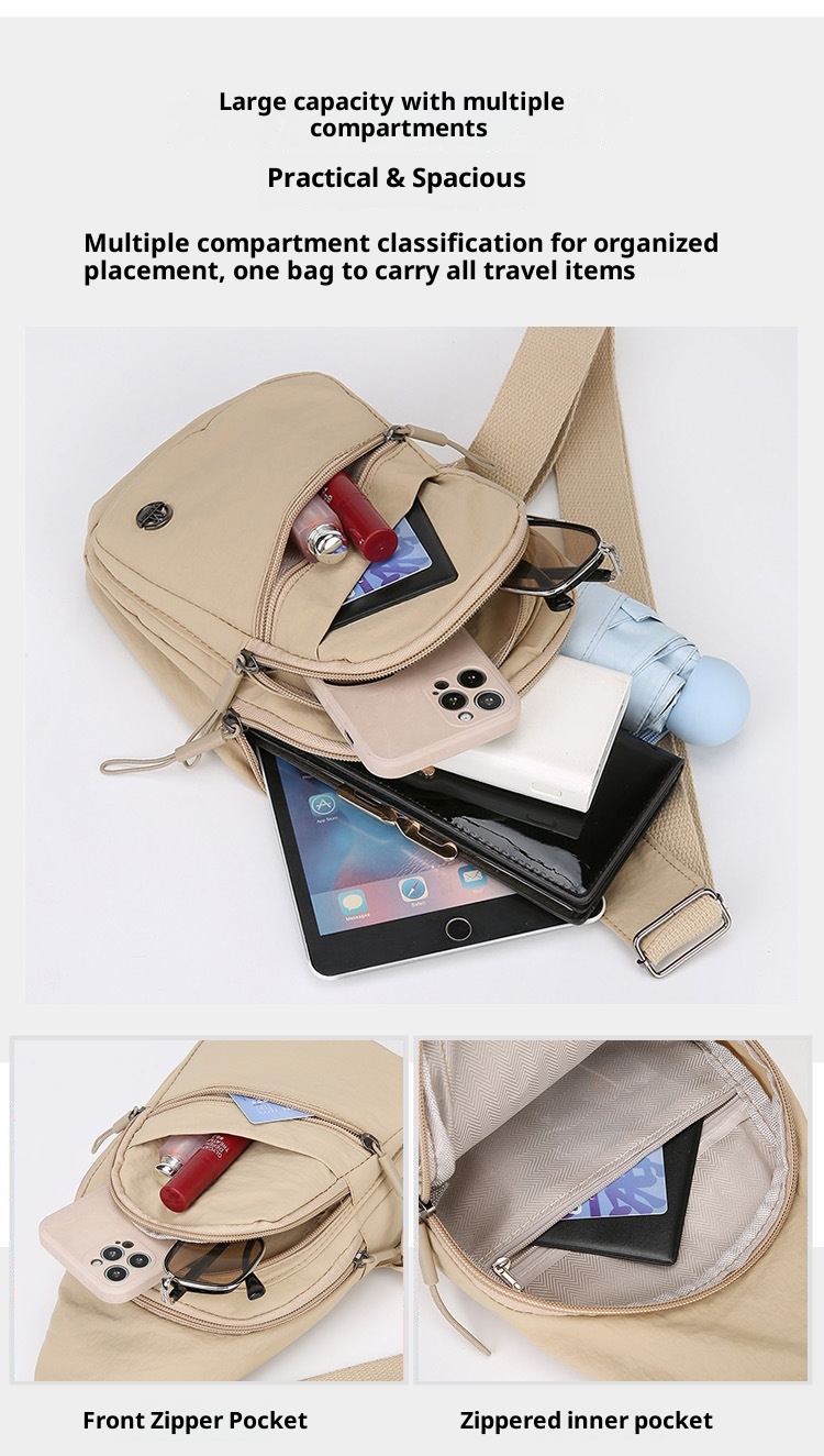 001 Japanese Style Simple Women's Chest Large Capacity Solid Color Casual Shoulder Multi-Compartment Versatile Outdoor_voghion.com