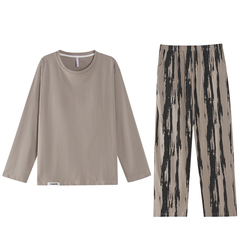 ChicShe Women's Cotton Long Sleeve Round Neck Pullover Simple Casual New Home Wear Set With Built-in Chest Pads For Spring And_voghion.com