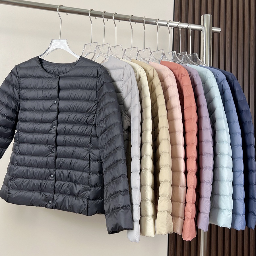 ChicShe Jiaxing Pinghu Down Jacket Short Long Sleeve Thin Collarless V-neck Lightweight Inner Liner Women U Home Same Style Base_voghion.com