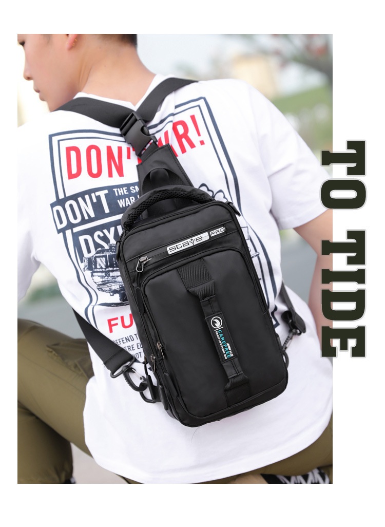 001 Solid Color Oxford Cloth Bag For Men, Single Shoulder Crossbody Business Casual Commuter Chest Bag, USB Backpack_voghion.com
