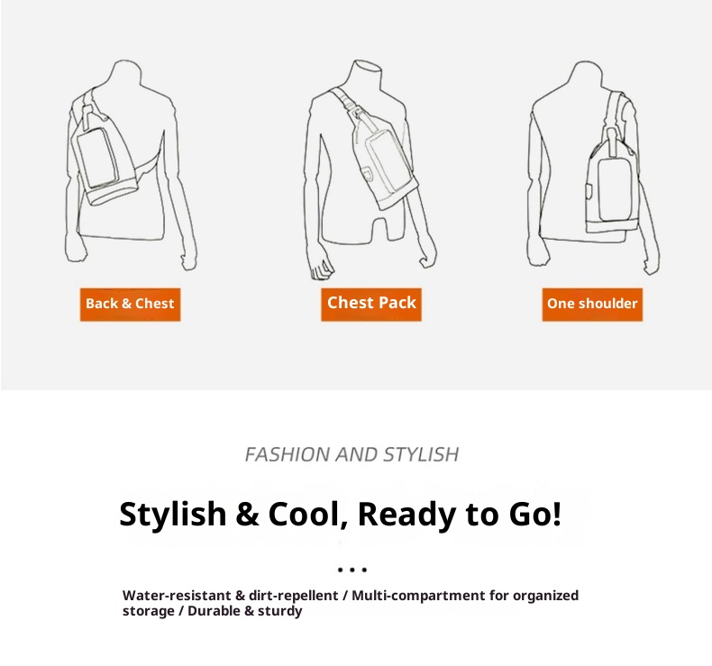 001 Men's Chest New Single Shoulder Large Capacity Crossbody High-end Trendy Waist Water-resistant Cycling Bag Wholesale_voghion.com