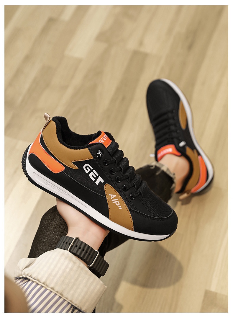 ActiveGo Cotton Autumn Winter Fleece Lined Warm Cold-Resistant Snow Boots Men's Sports Casual Thick-Soled White Trendy Shoes_voghion.com