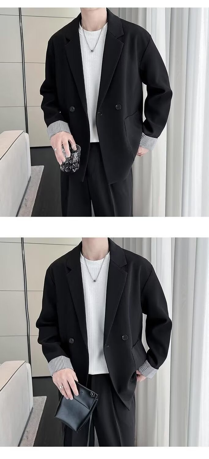 Vestito da uomo primavera autunno, abito casual chiaro e bello, top versatile in tinta unita, alla moda e ampio_voghion.com