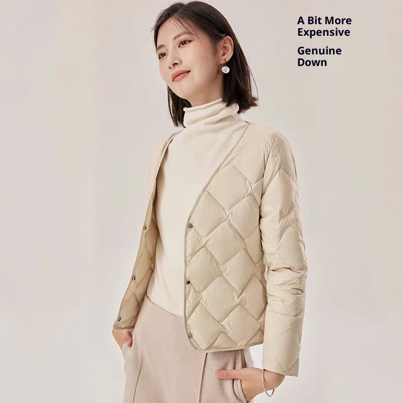 ChicShe 2025 Autunno Inverno Nuovo Piumino d'oca da donna Vestibilità slim Versatile Intimo Manica lunga Strato di base Cappotto caldo_voghion.com