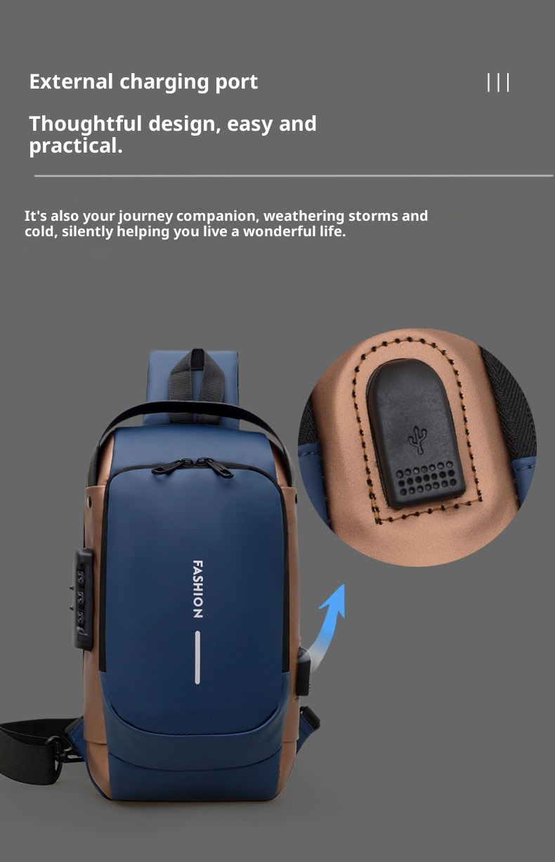 001 Tek Omuzlu Çapraz Askılı Spor Sırt Çantası Erkek Göğüs Şifreli Kilitli Hırsızlığa Karşı Bisiklet Günlük Açık Hava Koşu Çantası_voghion.com