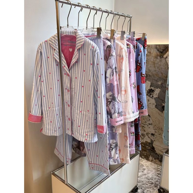 ChicShe P.J.Sawage Pigiama caldo e spesso in cotone spazzolato per donna, autunno inverno, pigiama premaman in morbido cotone_voghion.com