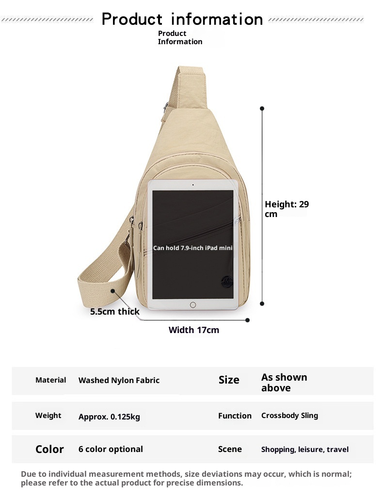 001 Japanese Style Simple Women's Chest Large Capacity Solid Color Casual Shoulder Multi-Compartment Versatile Outdoor_voghion.com