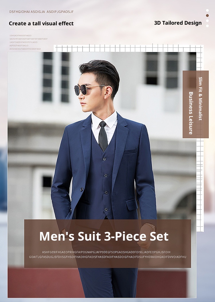 Costume trois pièces pour homme, style coréen décontracté, veste, gilet et pantalon, collection 2025._voghion.com