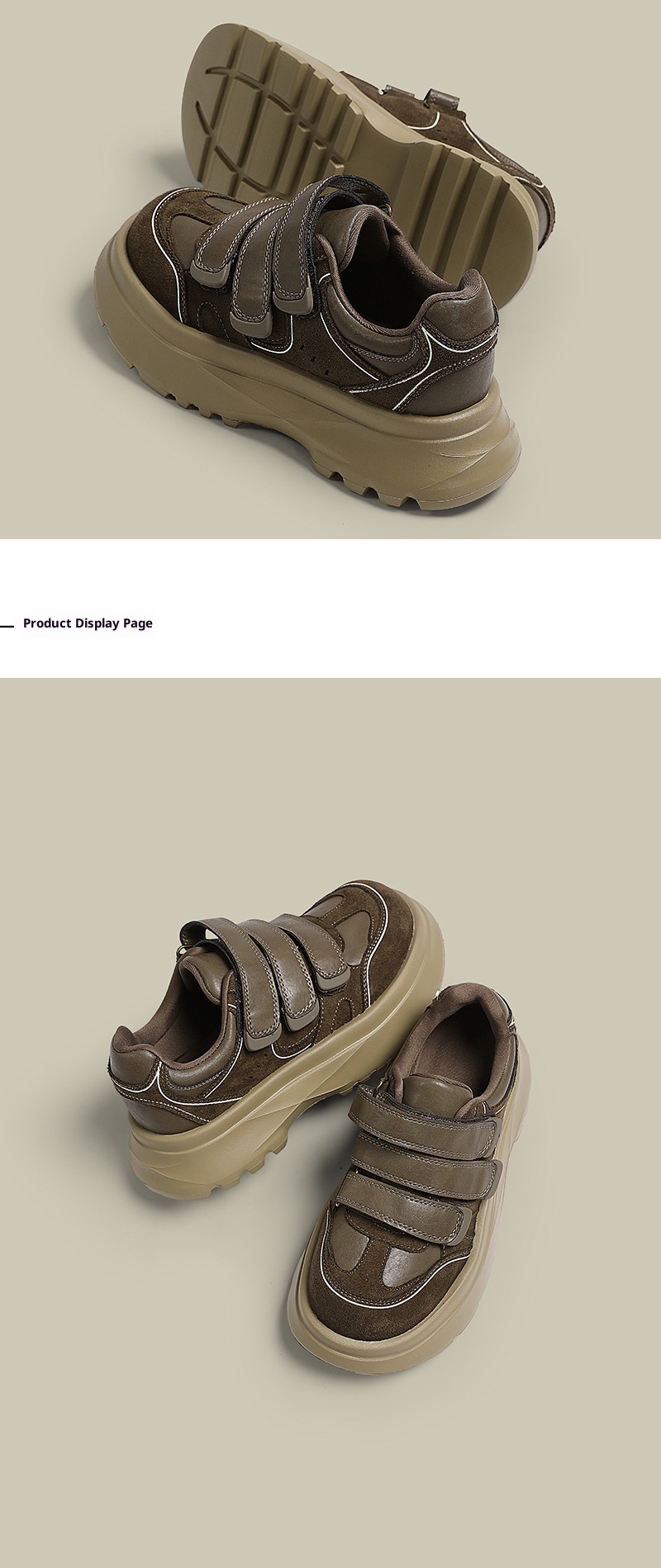 ShoeGlobe 2024 Retro Echt Leren Velcro Sneakers Voor Dames, Herfst En Winter Nieuw Veelzijdig Platform Dikke Zool Casual Trendy_voghion.com