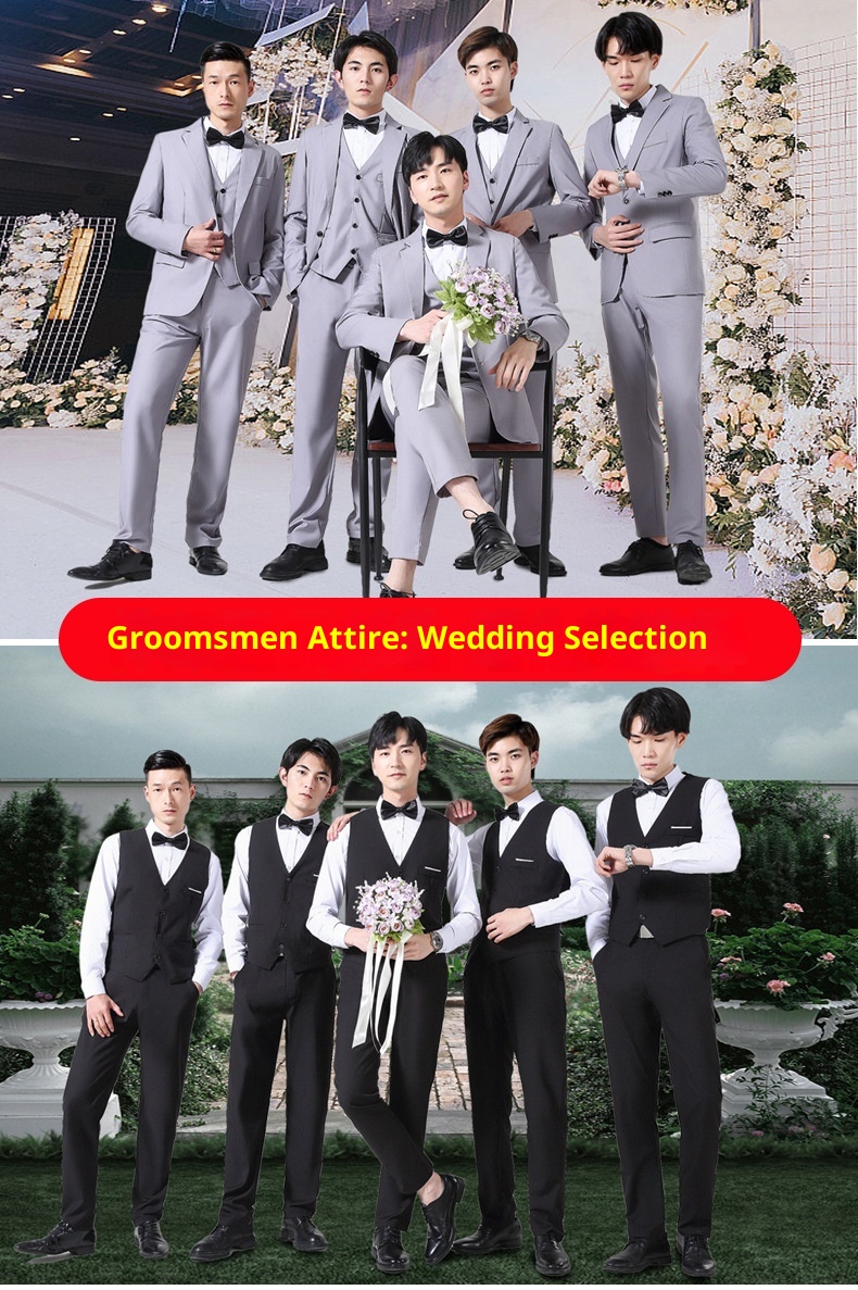 Anzug-Set für Jungen, Dreiteiler, Hochzeitsanzug für Männer, Gruppenanzug für Brüder, Anzug für Trauzeugen, Businessanzug_voghion.com