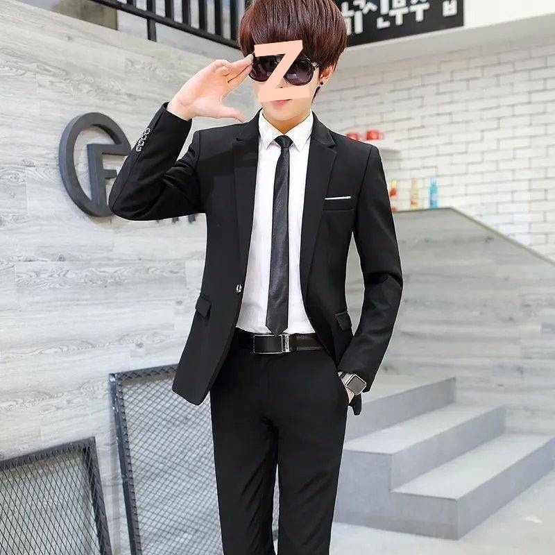 ragazzo ragazzo autunno inverno ispessito stile coreano uomo casual giacca cappotto giovane britannico slim fit sociale singolo due pezzi set_voghion.com