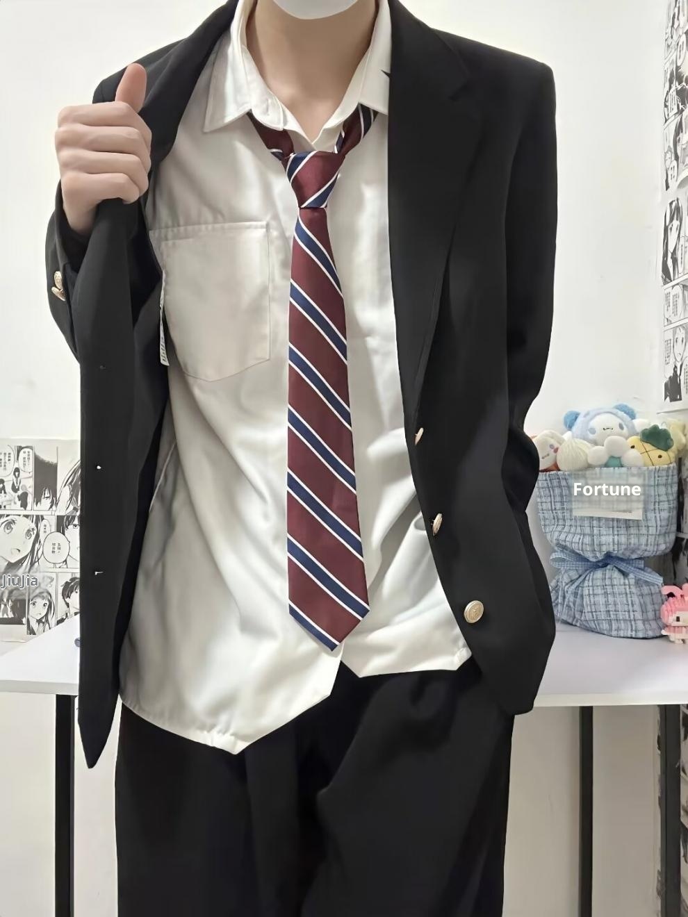 ragazzo DK Uomo Completo Taglie Forti Vestibilità Larga Bello Studente JK Uniforme Classe Costume Spettacolo Primavera Autunno Completo Distintivo_voghion.com